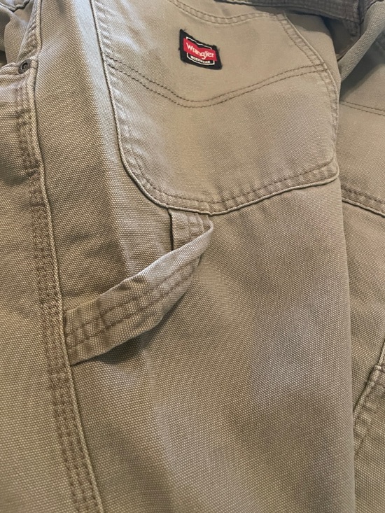 Wrangler Tan Chino Pants with Brown Pocket Accents - Picture 3 of 7